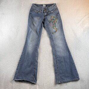 Vtg Spacegirlz Flare Jeans Women's 1  26x31 Low Rise Embroidered 90s Grunge